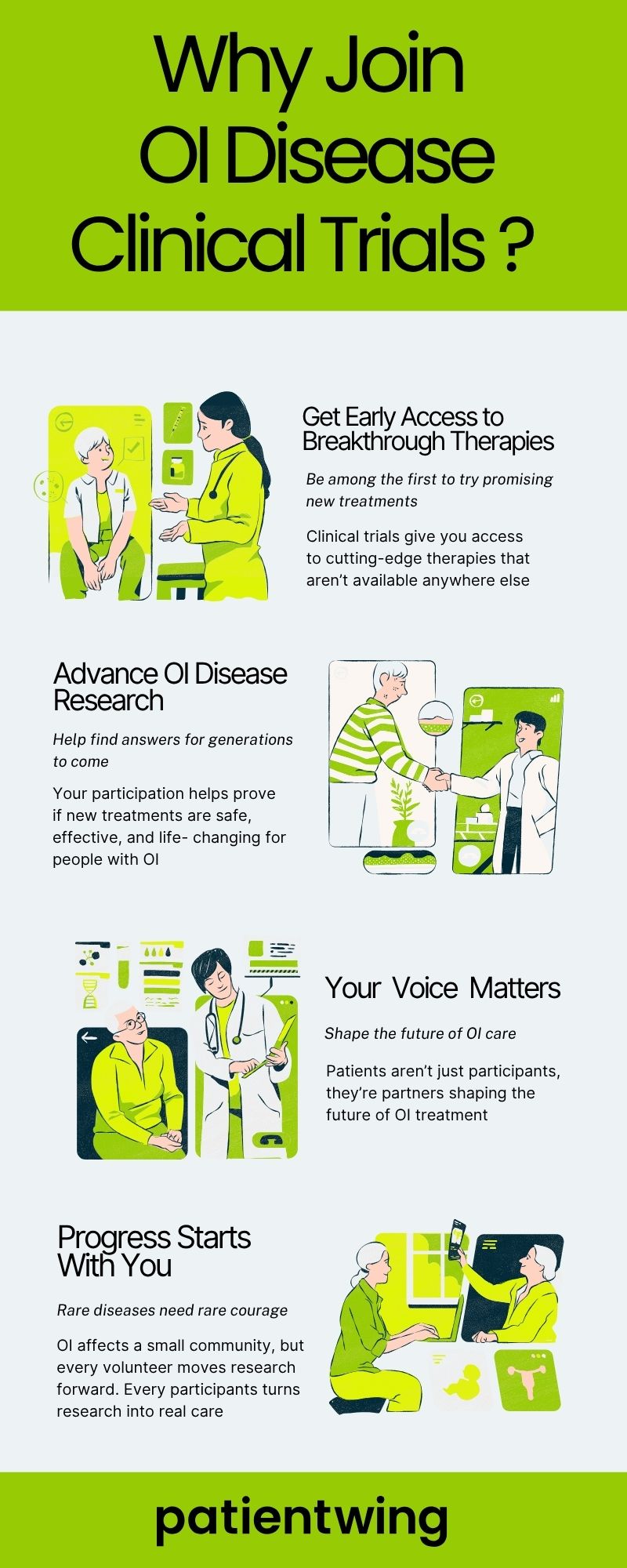 An infographic about why you should join Osteogenesis imperfecta clinical trials